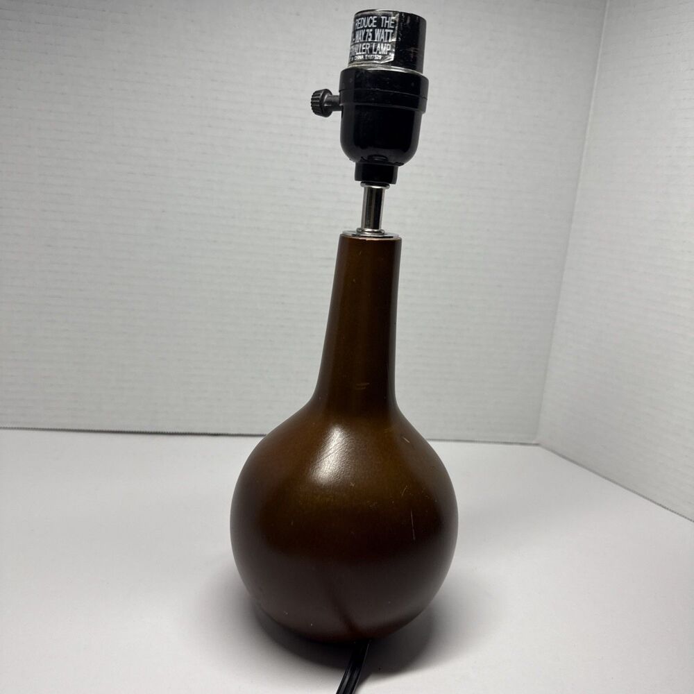 Vintage Mid Century Modern Sculptural Teak Wood Teardrop Onion Table Lamp